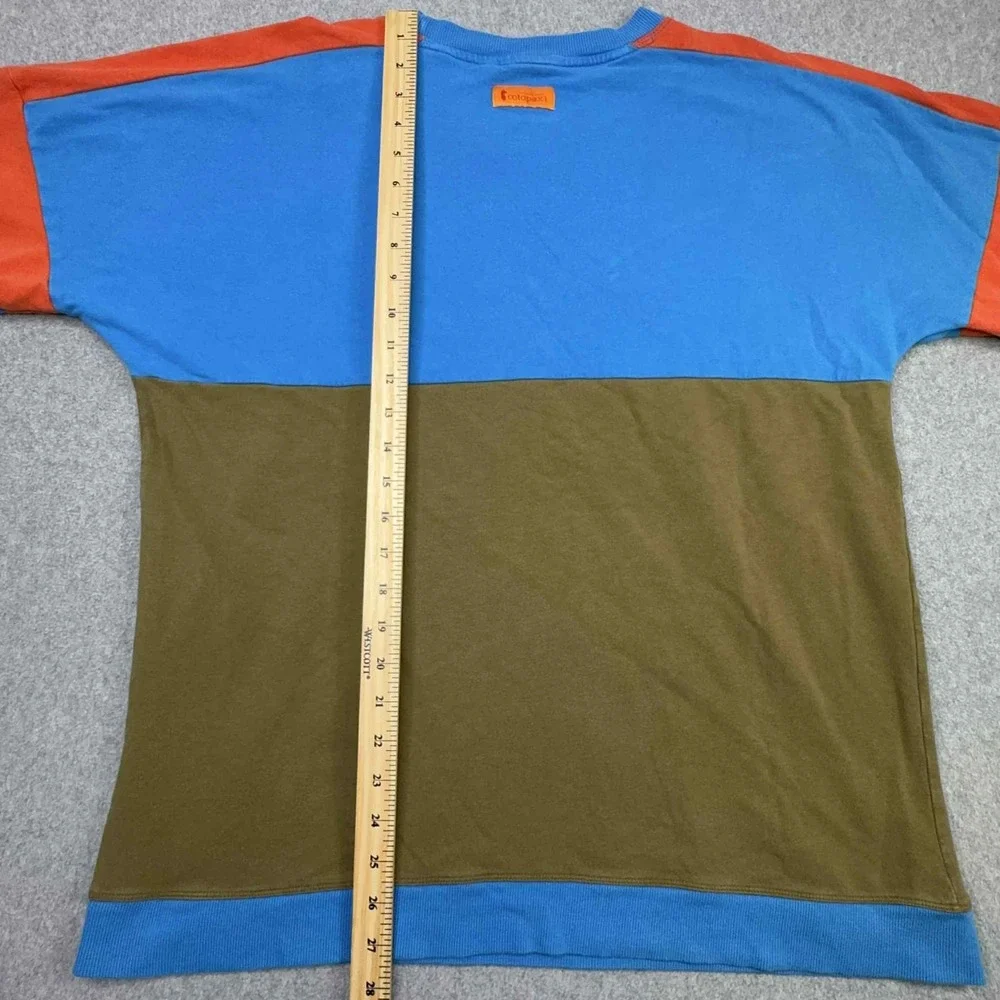 Cotopaxi Bandera Sweatshirt Crewneck Men's Large Blue Colorblock Organic LOGO‎